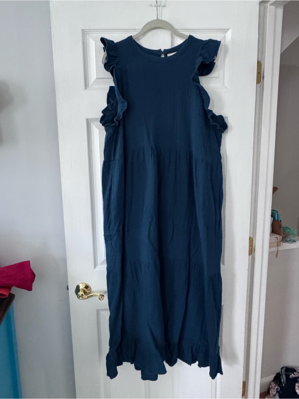Universal Thread Navy Ruffle Sleeve Maxi Dress
